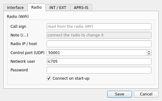 Settings, Radio tab