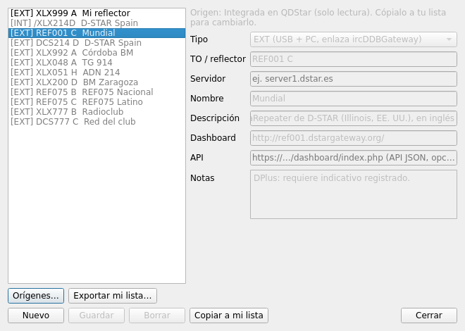 Gestión de reflectores