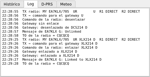 Log de comandos por el UR
